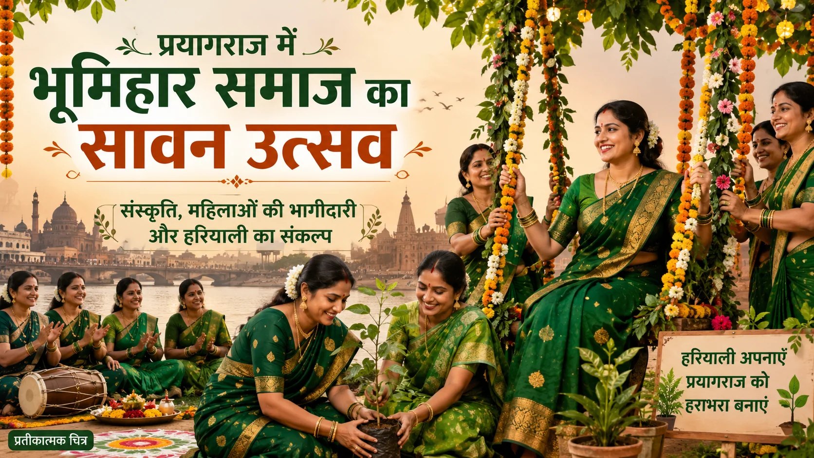 प्रयागराज में भूमिहार समाज का सावन उत्सव: संस्कृति, महिलाओं की भागीदारी और हरियाली बचाने का संकल्प