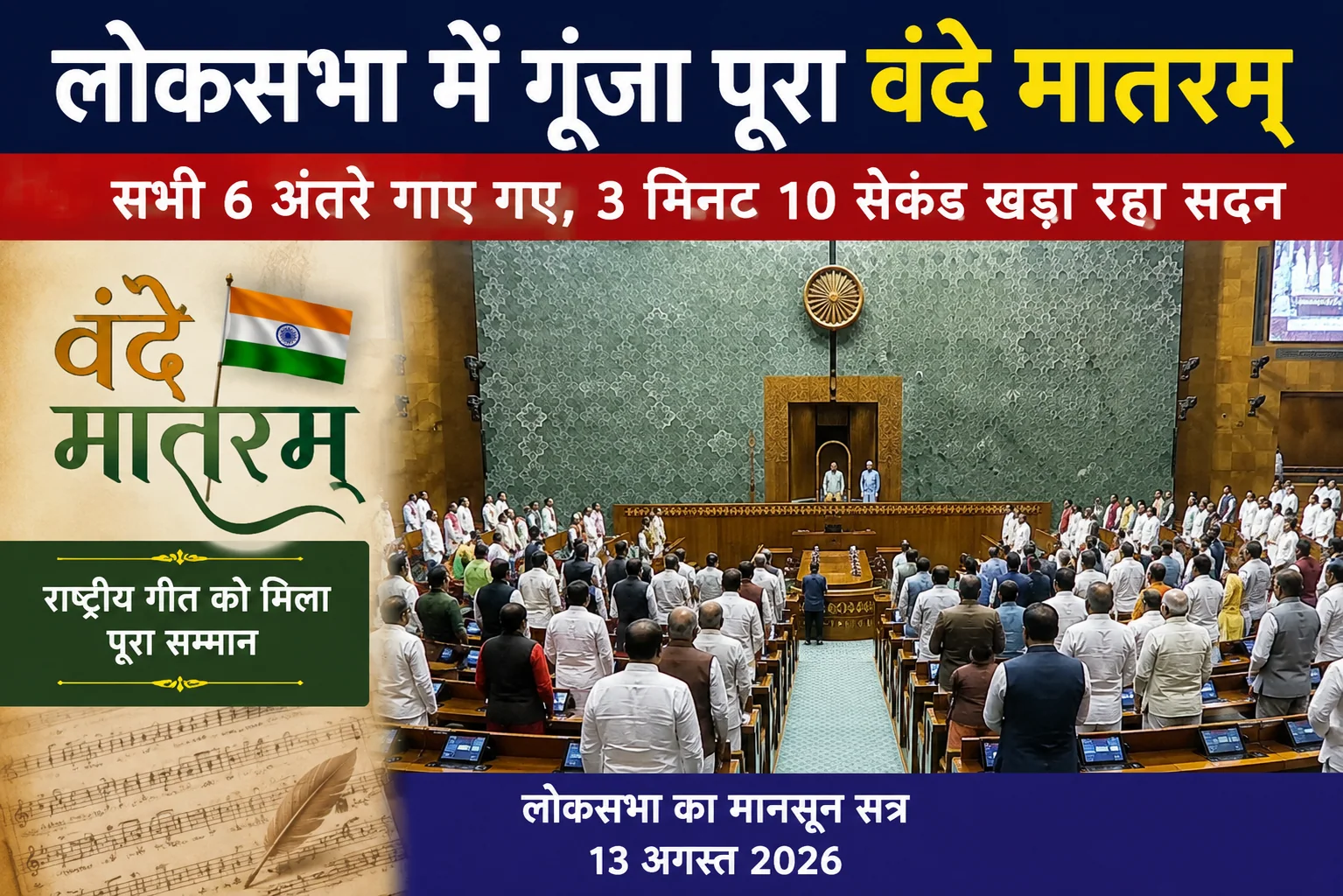 लोकसभा में पहली बार गूंजा पूरा वंदे मातरम्: सभी 6 अंतरे, 3 मिनट 10 सेकंड खड़ा रहा सदन; क्या है भूमिहार कनेक्शन?